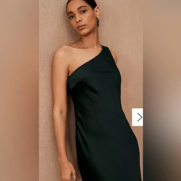 NWT Anthropologie BHLDN Audrie Satin One Shoulder Midi Dress Size 10 - Picture 2 of 7